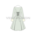 Women's Old Vintage Classic English Coat flat sketch, back view