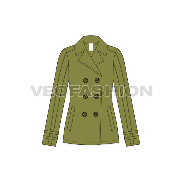 Women s Olive Green Pea Coat VecFashion