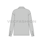 Womens outdoor over shirt flat sketch, back view