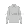 Womens outdoor over shirt flat sketch, front view