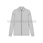Womens outdoor over shirt flat sketch, front view