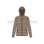 Women's Outdoor Puffer Jacket flat sketch, front view