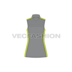 Women's Outdoor Puffer Vest flat sketch, back view