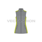 Women's Outdoor Puffer Vest flat sketch, front view