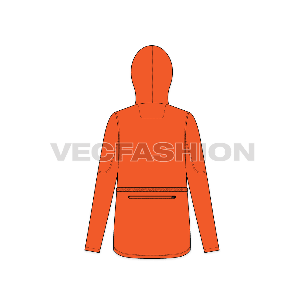 Women's Outerwear Jacket flat sketch, back view