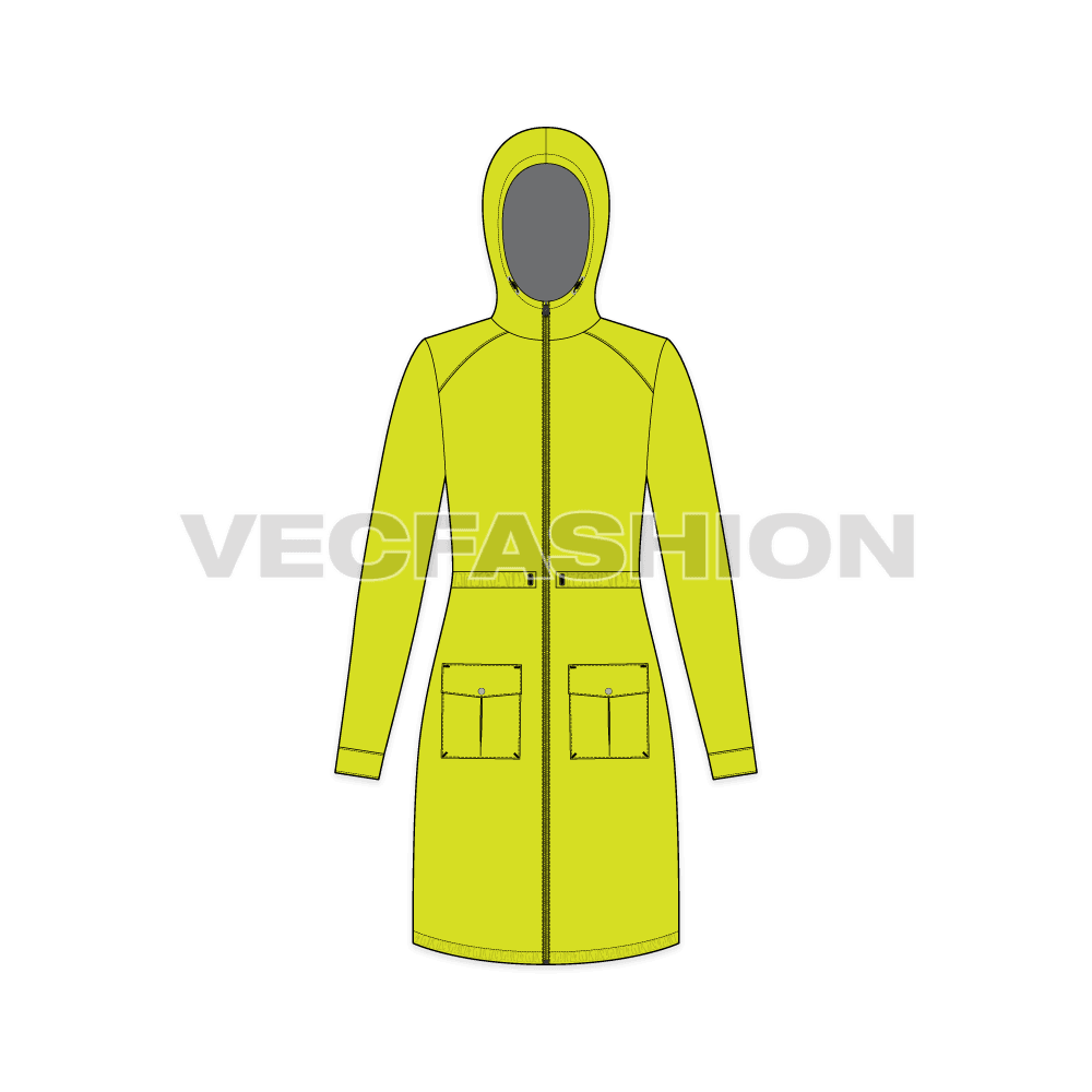 Women's Outerwear Jacket flat sketch, front view