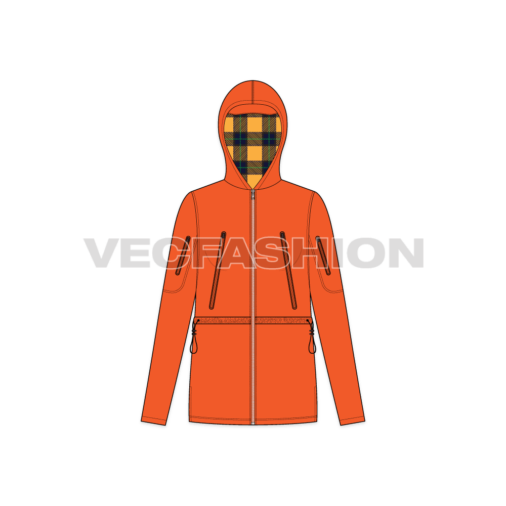 Women's Outerwear Jacket flat sketch, front view