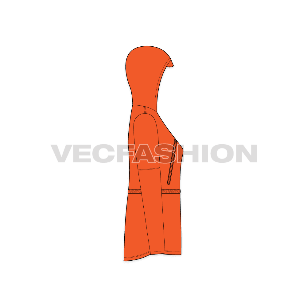 Women's Outerwear Jacket flat sketch, side view