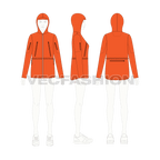 Women's Outerwear Jacket flat sketch, croqui sketch