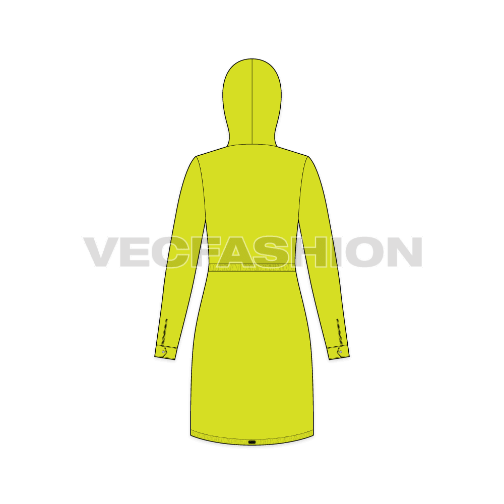 Women's Outerwear Jacket flat sketch, back view