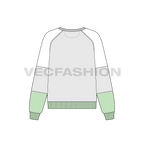 Womens over-sized sweatshirt, mint green flat sketch, back view