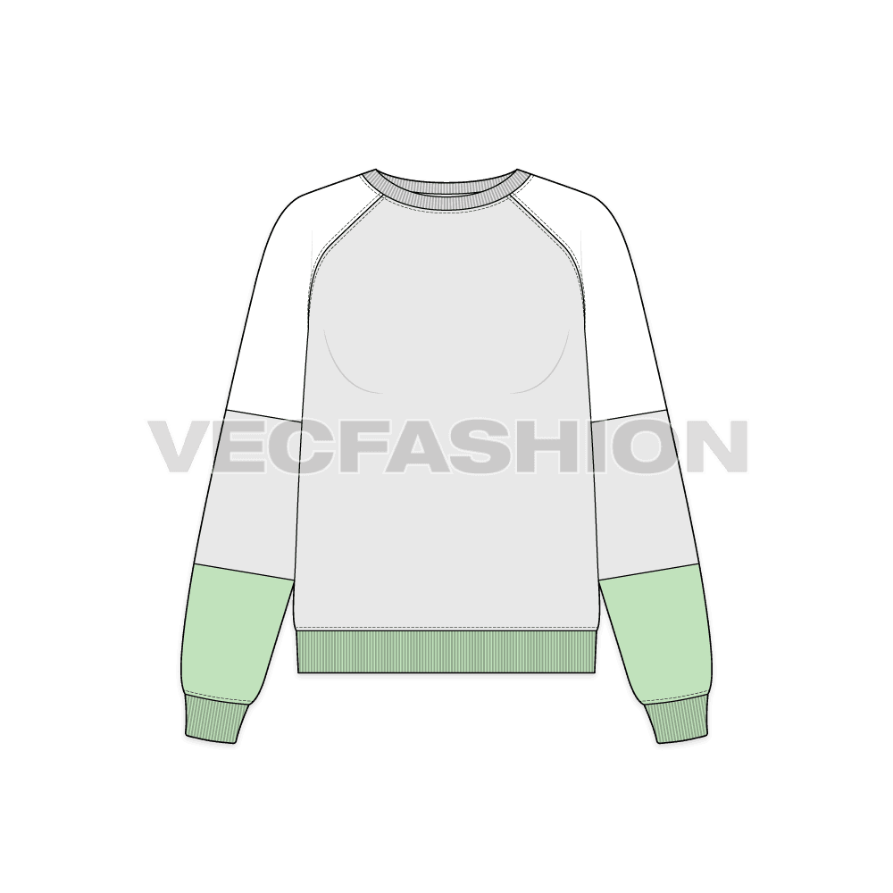 Womens over-sized sweatshirt, mint green flat sketch, front view