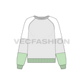 Womens over-sized sweatshirt, mint green flat sketch, front view