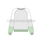 Womens over-sized sweatshirt, mint green flat sketch, front view