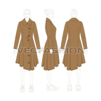 Womens' Over-sized Wool Coat flat sketch, croqui sketch