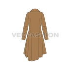 Womens' Over-sized Wool Coat flat sketch, back view