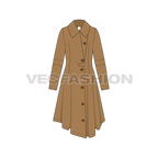 Womens' Over-sized Wool Coat flat sketch, front view