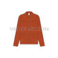 Women's Oversized Chore Jacket flat sketch, front view