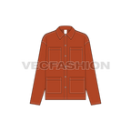 Women's Oversized Chore Jacket flat sketch, front view