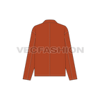 Women's Oversized Chore Jacket flat sketch, back view