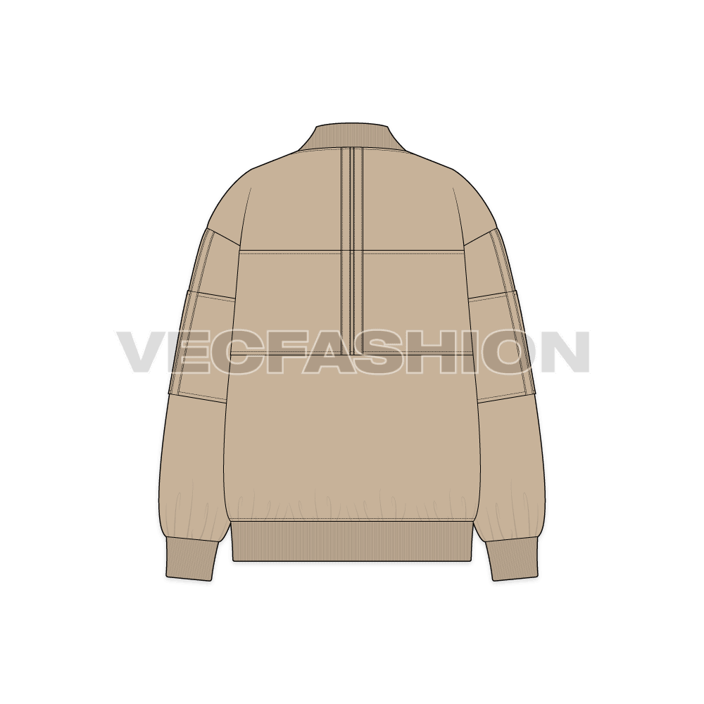 Womens Oversized Jacket Flat Sketch flat sketch, back view