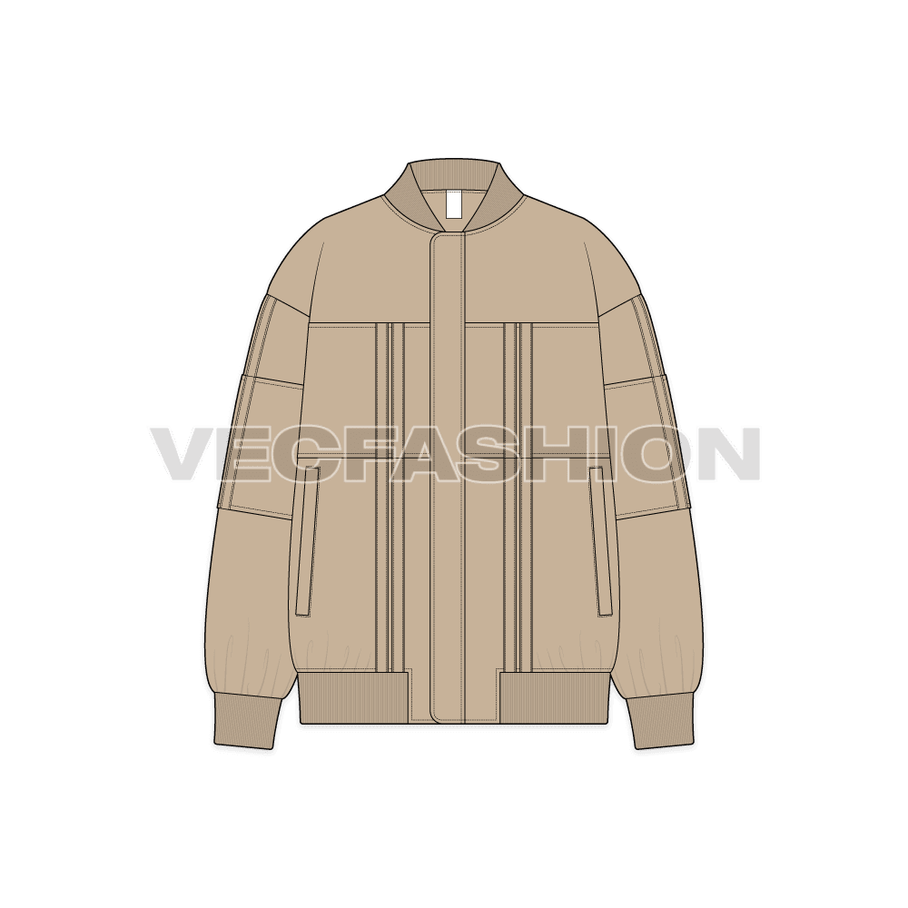 Womens Oversized Jacket Flat Sketch flat sketch, front view
