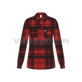 Womens oversized plaid winter shirt flat sketch, front view