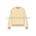 Womens oversized sweatshirt, thick rib flat sketch, front view