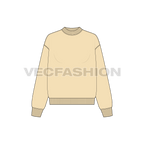 Womens oversized sweatshirt, thick rib flat sketch, front view