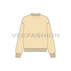 Womens oversized sweatshirt, thick rib flat sketch, back view