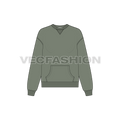 Womens oversized sweatshirt, v-insert flat sketch, front view