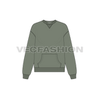 Womens oversized sweatshirt, v-insert flat sketch, front view