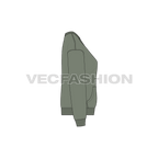 Womens oversized sweatshirt, v-insert flat sketch, side view