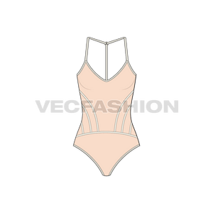 A vector template for Women's Panelled Swimsuit. It has cut panels and can also be made with only seam tapes at cutlines. 