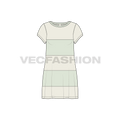 Womens panelled cape dress flat sketch, front view