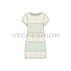 Womens panelled cape dress flat sketch, front view