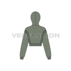 Womens panelled drop shoulder hoodie flat sketch, back view