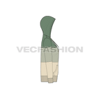 Womens panelled hoodie flat sketch, side view