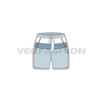 Womens panelled sport shorts flat sketch, front view