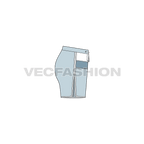 Womens panelled sport shorts flat sketch, side view