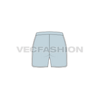 Womens panelled sport shorts flat sketch, back view