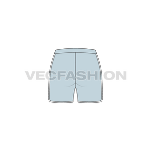 A vector fashion sketch template of Women's Panelled Sport Shorts. It has contrast colored panels with pockets on sides.