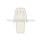 Womens pencil suit flat sketch, back view