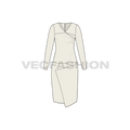 Womens pencil suit flat sketch, front view