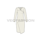 Womens pencil suit flat sketch, front view