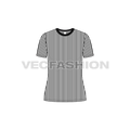 Womens pin stripe tee flat sketch, front view
