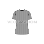Womens pin stripe tee flat sketch, back view