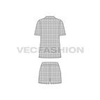 Womens plaid sleep suit flat sketch, back view