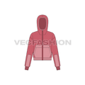 Women's Polar Fleece Jacket flat sketch, front view