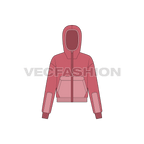 Women's Polar Fleece Jacket flat sketch, front view